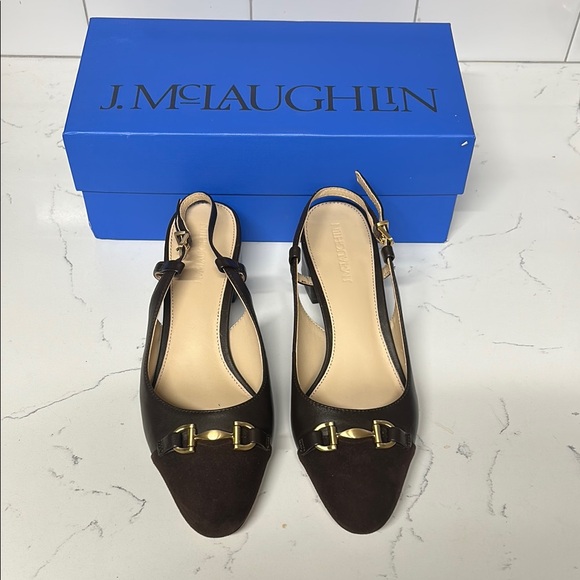 J. McLaughlin Agyness Brown Heels with Horsebit Detail - Picture 2 of 12